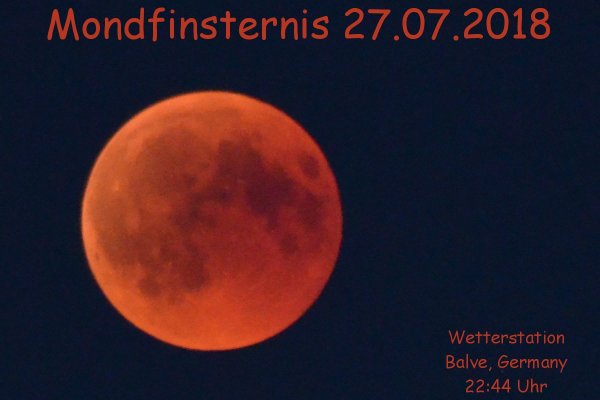 Mondfinsternis, Blutmond 27.07.2018 -  Wetterstation Balve