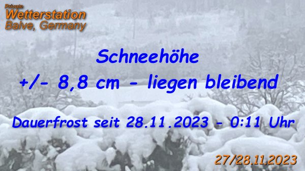 27.11.2023 knapp 9 cm Schnee in Balve
