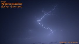 Heftige Gewitterfront mit Starkregen am 20.06.2021 über Balve